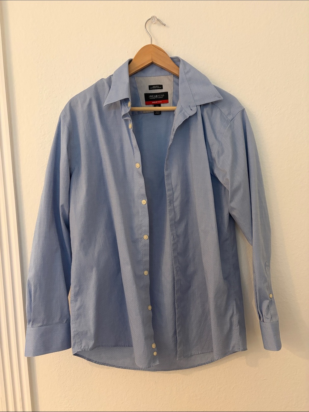 Kenneth Cole Light Blue Micro-Pattern Men's Dress Shirt